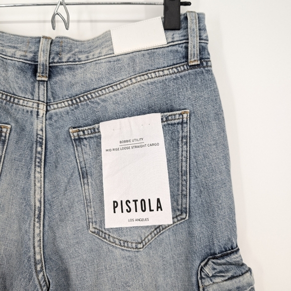 PISTOLA Bobbie Mid Rise Loose Straight Utility Cargo Jeans Varsity NWT Revolve - Picture 9 of 14